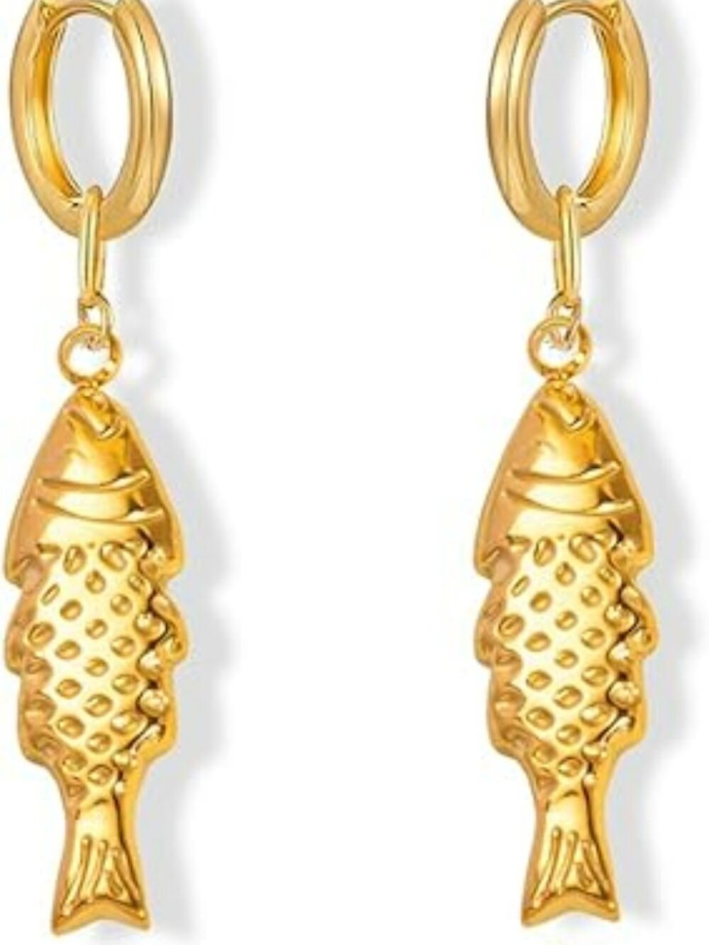 Koi Fish Gold Dangling Drop Earrings Nautical Statement Fashion Jewelry